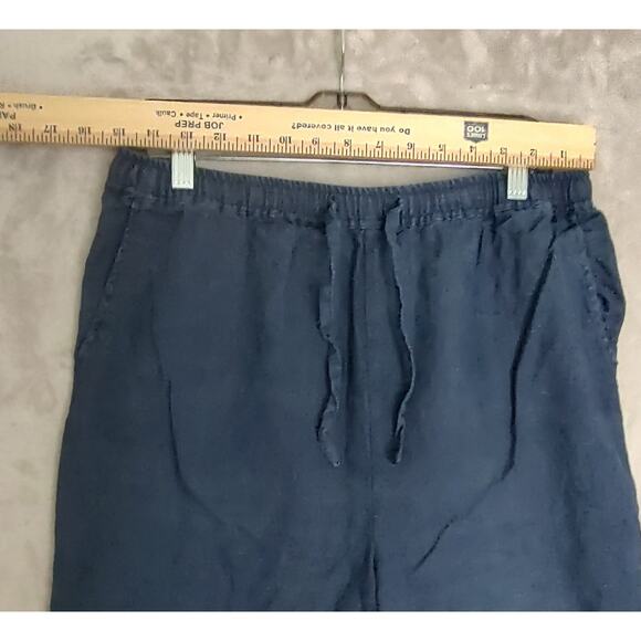 Willi Wear Women's Blue 100% Linen Pull On Pants Size M Slash Pockets Drawstring - Picture 4 of 10